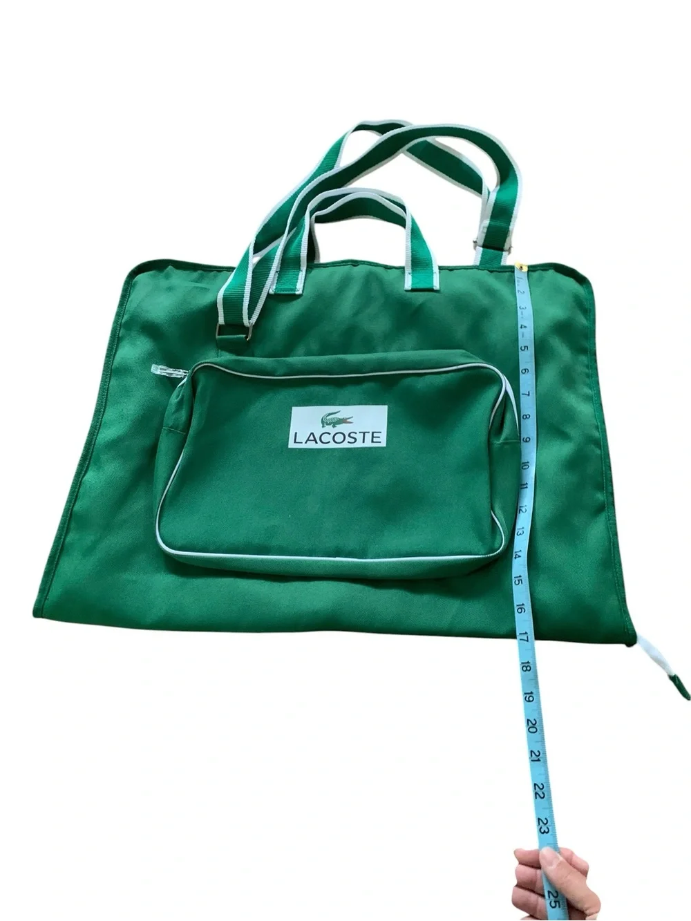 Lacoste Parfums Green Folding Garment Bag Weekender Travel Suitcase Unisex NWOT